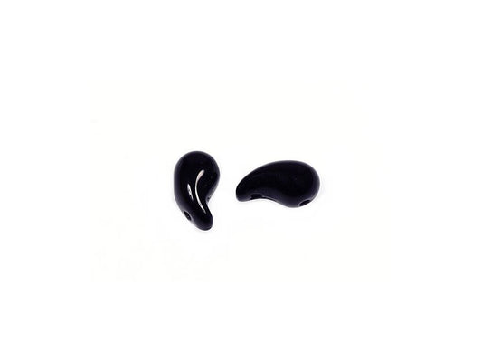 ZoliDuo 2-hole Comma Beads Right Black Glass Czech Republic