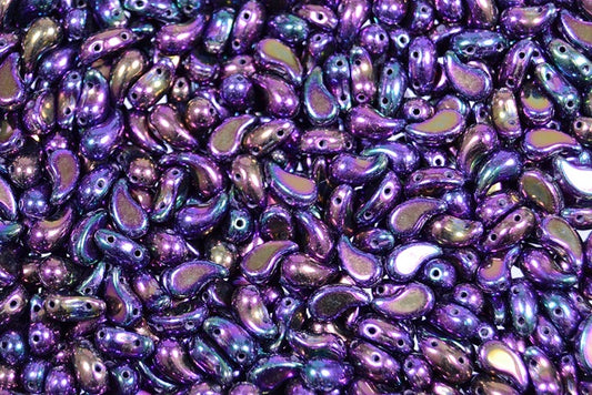 ZoliDuo 2-hole Comma Beads Right 5 x 8 mm, Black Purple Iris (23980-21495), Bohemia Crystal Glass, Czechia 11109031