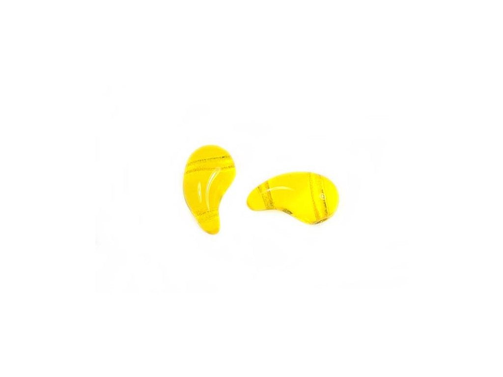 ZoliDuo 2-hole Comma Beads Right Transparent Yellow Glass Czech Republic