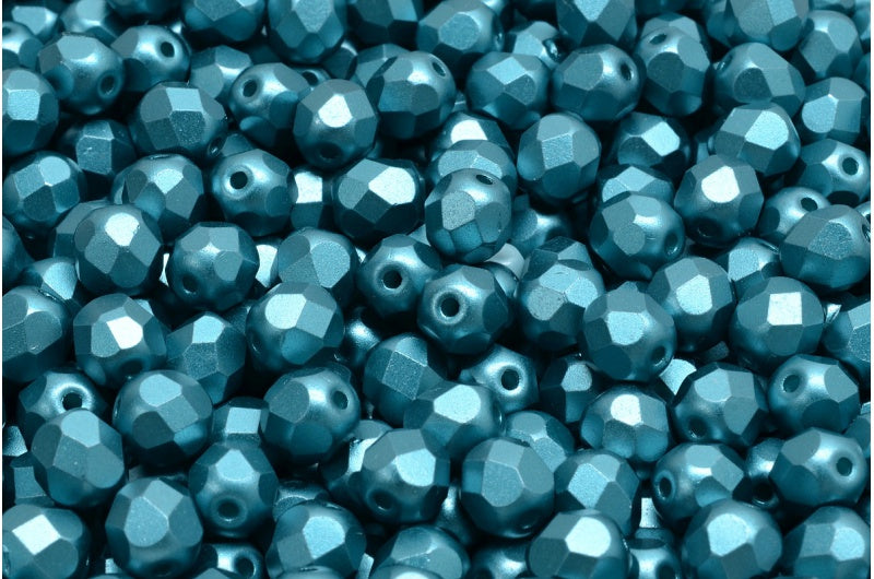 Fire Polish Faceted Round Beads 3mm, White Pastel Blue Zircon (02010-25043), Glass, Czech Republic