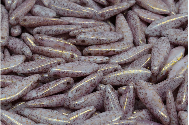 Dagger Beads, White Terracotta Violet (02010-15496), Glass, Czech Republic