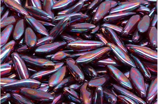 Dagger Beads, Ruby Red Vega Iris (90080-15781), Glass, Czech Republic