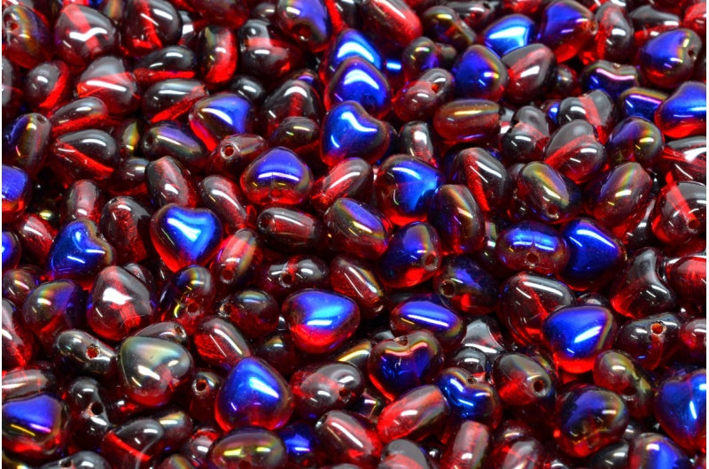 ハートビーズ、ルビーレッド 29901 (90080-29901)、ガラス、チェコ共和国