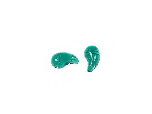 ZoliDuo 2-hole Comma Beads Left Transparent Green Emerald Glass Czech Republic