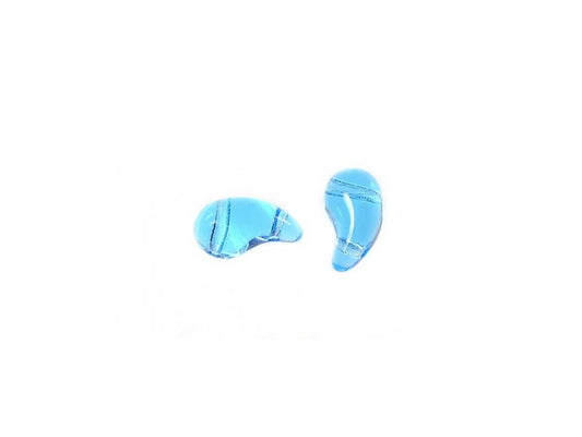 ZoliDuo 2-hole Comma Beads Left Transparent Aqua Glass Czech Republic