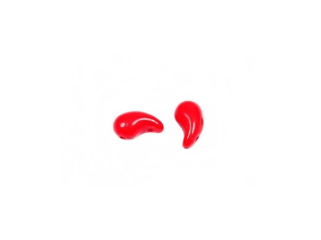 ZoliDuo 2-hole Comma Beads Left Opaque Red Glass Czech Republic