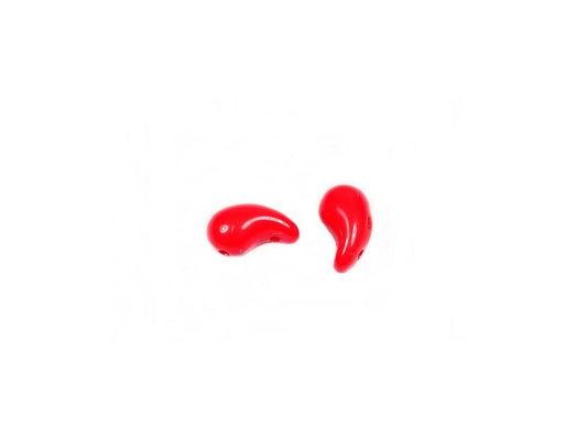 ZoliDuo 2-hole Comma Beads Left Opaque Red Glass Czech Republic