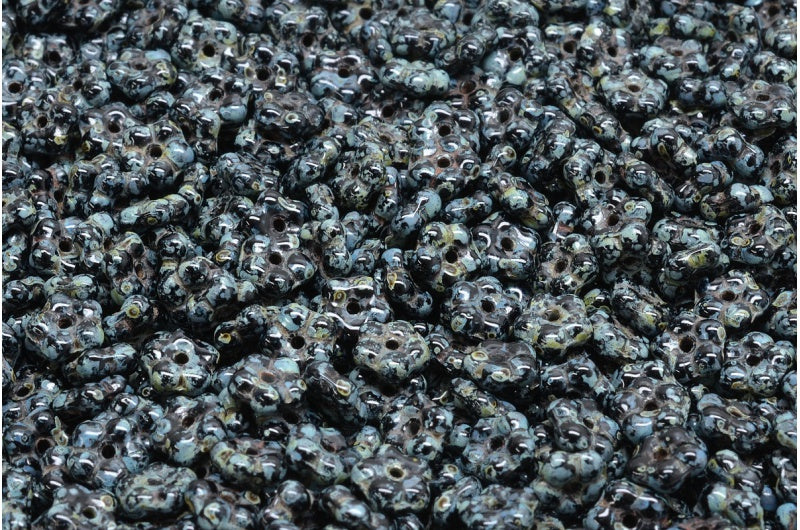 忘れな草ビーズ、ブラックトラバーチン（23980-86800）、ガラス、チェコ共和国