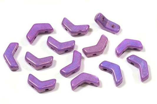 Arrow 2-hole Beads Ava Eva 5 x 8 mm, Chalk White Purple (3000-15726), Bohemia Crystal Glass, Czechia 11109035