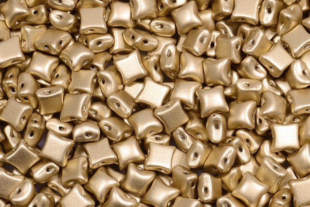 WibeDuo 2-hole Beads Star Cross 8 x 8 mm, Aztec Pale Gold (1710), Bohemia Crystal Glass, Czechia 11109036