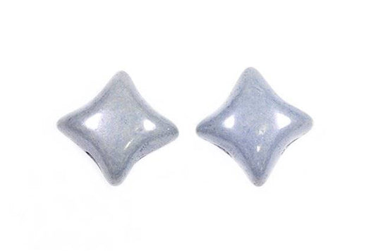 WibeDuo 2-hole Beads Star Cross 8 x 8 mm, Chalk White Luster Blue Full Coated (3000-14464), Bohemia Crystal Glass, Czechia 11109036