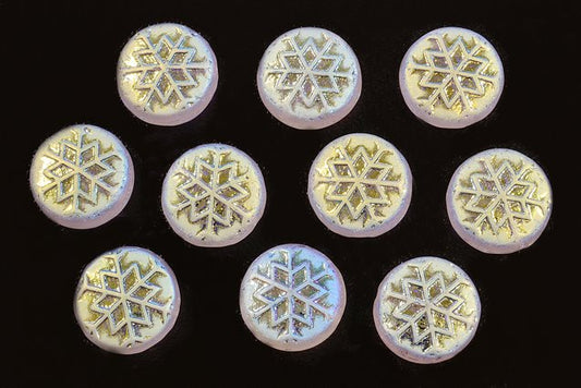 Beads with Snowflake design 1 11 mm, Crystal Crystal Matt Ab (30-28771), Bohemia Crystal Glass, Czechia 11109039
