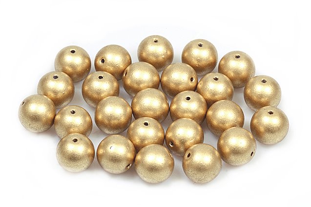 Round Pressed Beads 10 mm, Aztec Pale Gold (1710), Bohemia Crystal Glass, Czechia 11119001