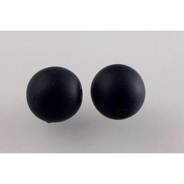 Round Pressed Beads 10 mm, Black Matte (23980-84110), Bohemia Crystal Glass, Czechia 11119001