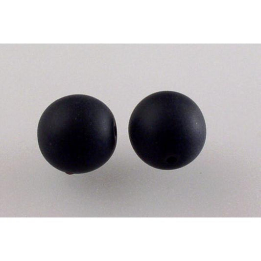 Round Pressed Beads 10 mm, Black Matte (23980-84110), Bohemia Crystal Glass, Czechia 11119001