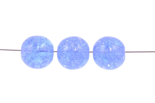 Round Pressed Beads 10 mm, Transparent Blue Cracked (30030-85500), Bohemia Crystal Glass, Czechia 11119001