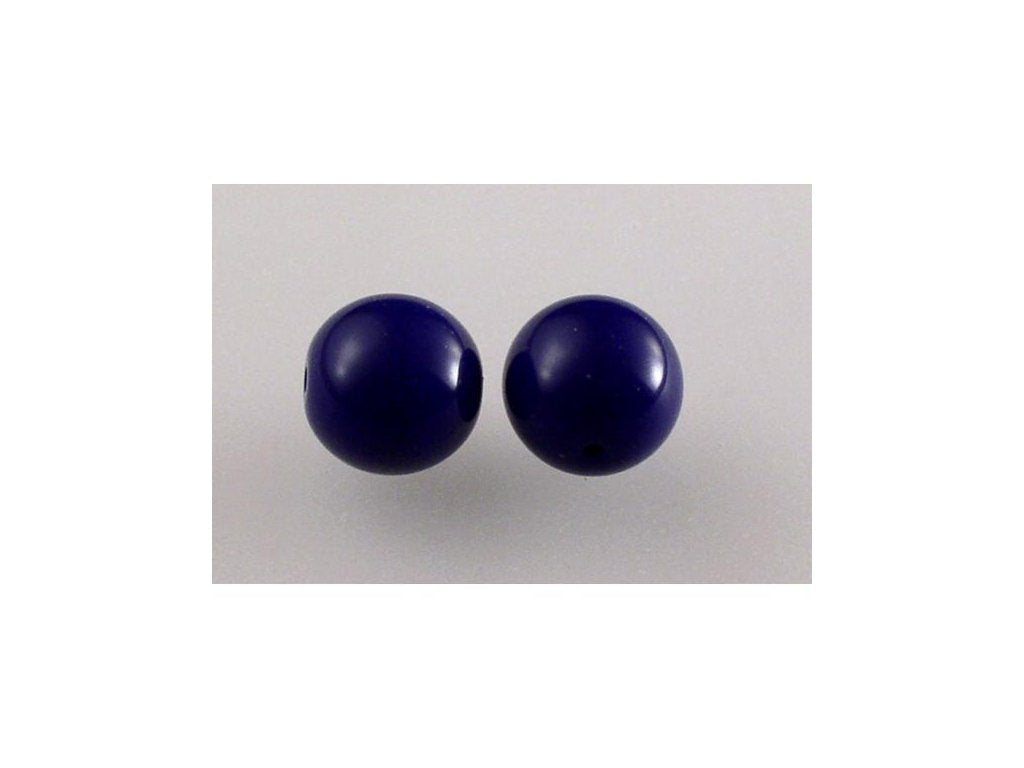 Round Pressed Beads Opaque Blue Glass Czech Republic