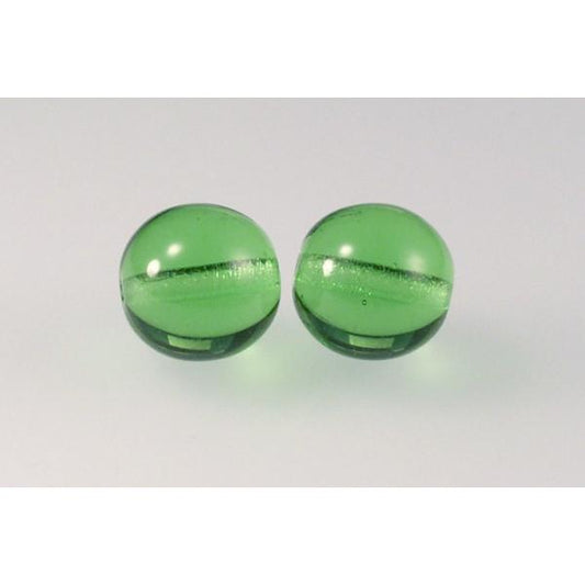 Round Pressed Beads 10 mm, Transparent Green (50020), Bohemia Crystal Glass, Czechia 11119001
