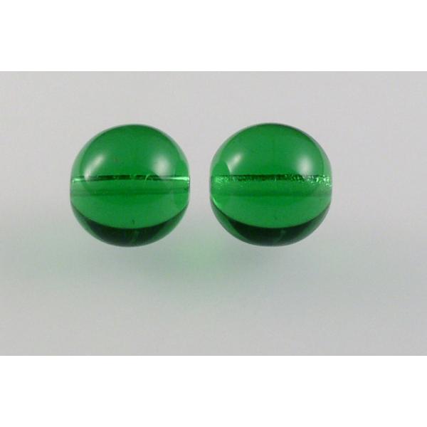Round Pressed Beads 10 mm, Transparent Green (50410), Bohemia Crystal Glass, Czechia 11119001