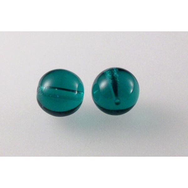 Round Pressed Beads 10 mm, Transparent Green Emerald (50720), Bohemia Crystal Glass, Czechia 11119001