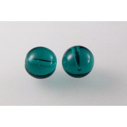 Round Pressed Beads 10 mm, Transparent Green Emerald (50720), Bohemia Crystal Glass, Czechia 11119001