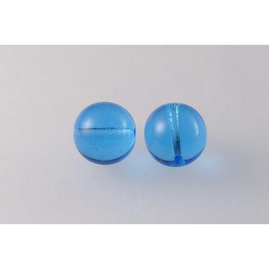 Round Pressed Beads 10 mm, Transparent Aqua (60010), Bohemia Crystal Glass, Czechia 11119001