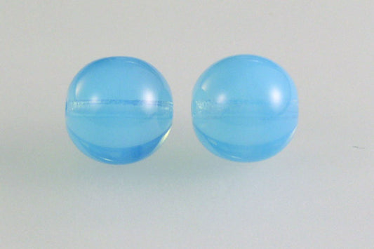 Round Pressed Beads 10 mm, Opal Aqua (61000), Bohemia Crystal Glass, Czechia 11119001
