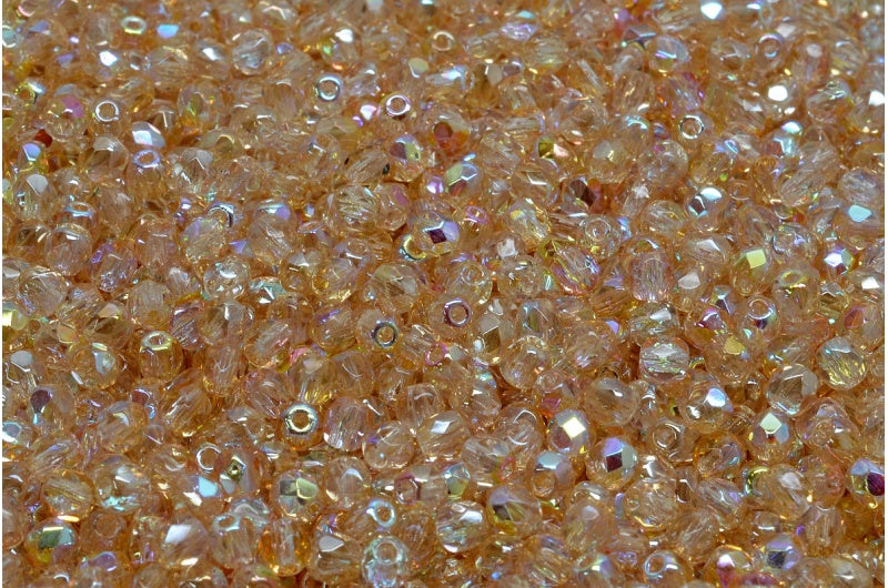 Fire Polish Faceted Round Beads 2mm, Crystal 98531 (00030-98531), Glass, Czech Republic