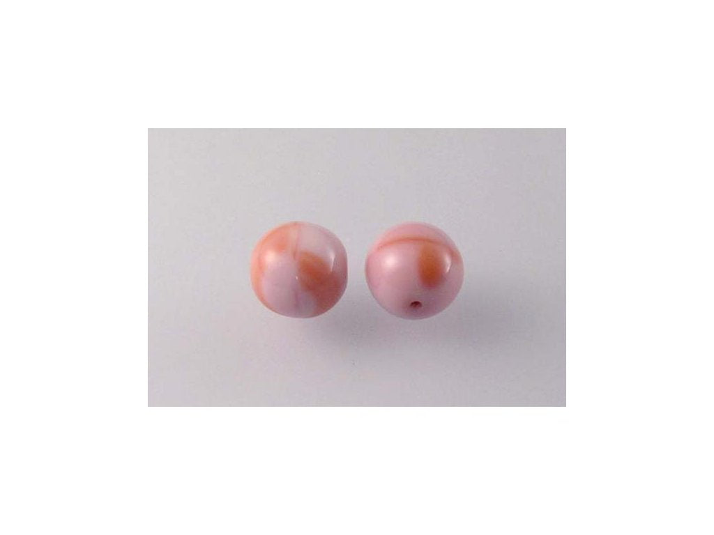 Round Pressed Beads Opaque Pink Glass Czech Republic