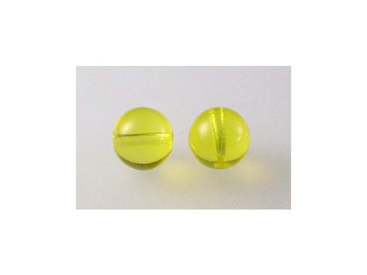 Round Pressed Beads Transparent Yellow Glass Czech Republic
