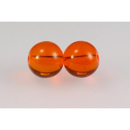 Round Pressed Beads 10 mm, Transparent Orange (90040), Bohemia Crystal Glass, Czechia 11119001