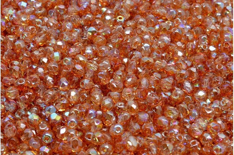 Fire Polished Faceted Beads Round, Crystal 98535 (00030-98535), Bohemia Crystal Glass, Czech Republic