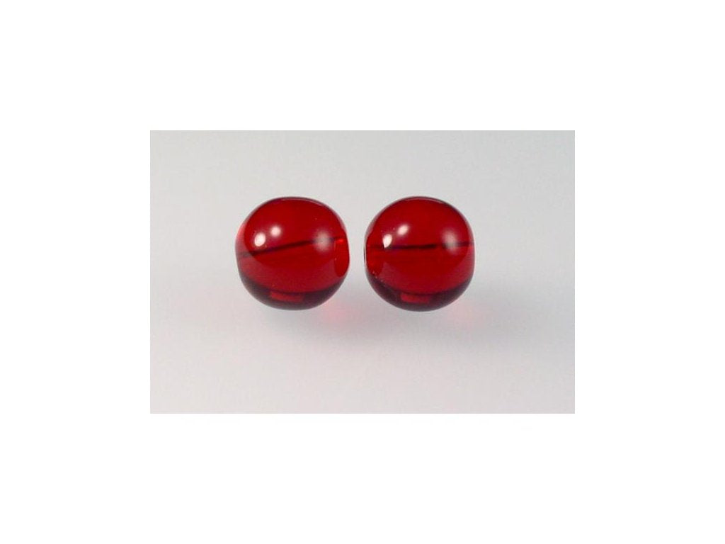 Round Pressed Beads Transparent Red Glass Czech Republic