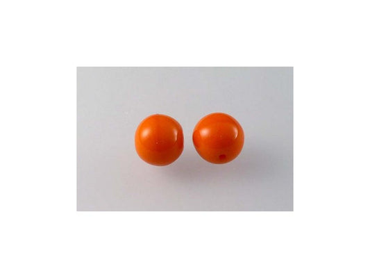 Round Pressed Beads Deep Orange Glass Czech Republic