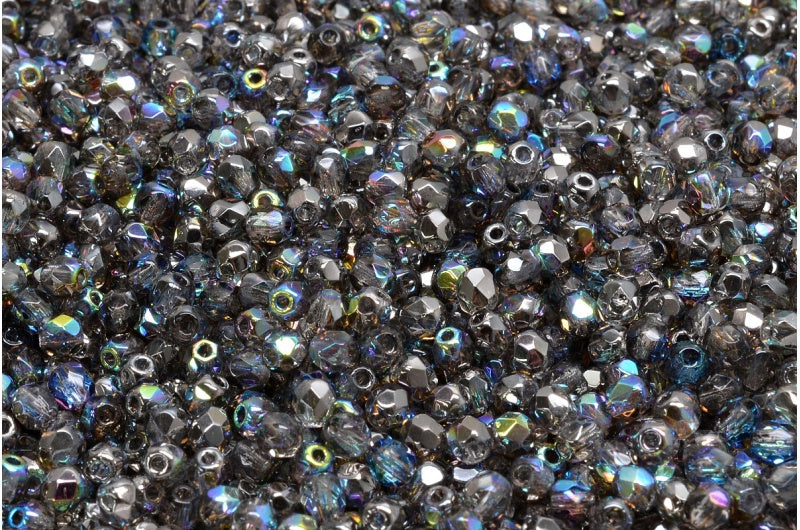 Fire Polish Faceted Round Beads 3mm, Crystal 98537 (00030-98537), Glass, Czech Republic