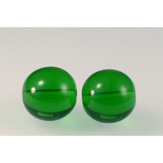 Round Pressed Beads 12 mm, Transparent Green (50030), Bohemia Crystal Glass, Czechia 11119001