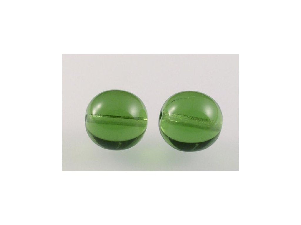 Round Pressed Beads Transparent Green Glass Czech Republic