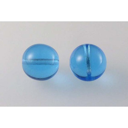 Round Pressed Beads 12 mm, Transparent Aqua (60010), Bohemia Crystal Glass, Czechia 11119001