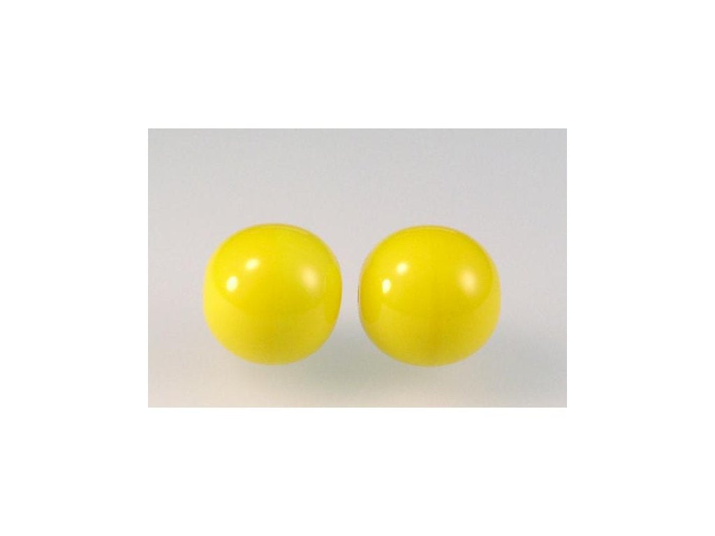 Round Pressed Beads Bright Yellow Glass Czech Republic