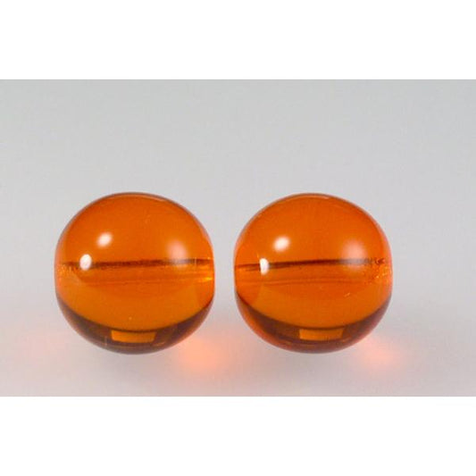 Round Pressed Beads 12 mm, Transparent Orange (90040), Bohemia Crystal Glass, Czechia 11119001