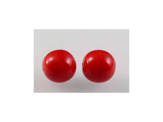 Round Pressed Beads Opaque Red Glass Czech Republic