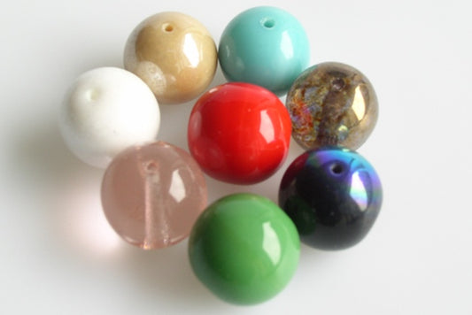 Round Pressed Beads 14 mm, Mixed Colors (), Bohemia Crystal Glass, Czechia 11119001