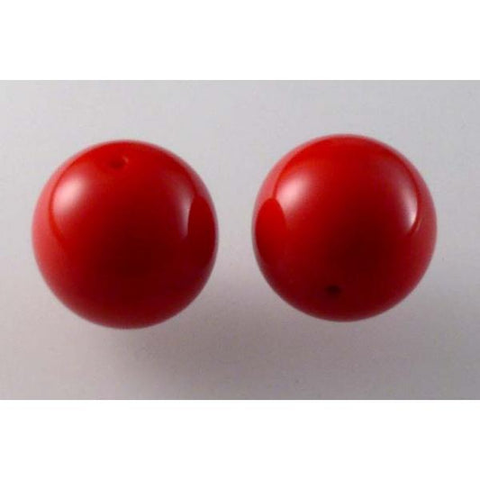 Round Pressed Beads 16 mm, Opaque Red (93200), Bohemia Crystal Glass, Czechia 11119001