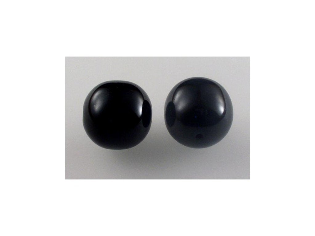Round Pressed Beads Black Glass Czech Republic