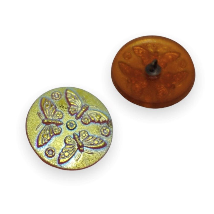 1 pcs Hand Painted Glass Buttons with ornament, size 12 (27 mm), Czech Republic