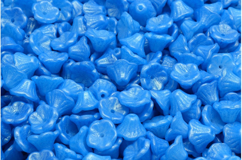 Bell Flower Cup Beads, White 24108 (02010-24108), Glass, Czech Republic