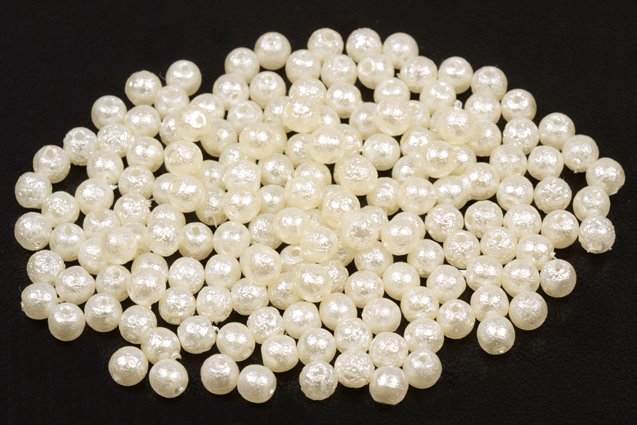 Round Pressed Beads 4 mm, Chalk White Etched 70414 (3000-ETCH-70414-), Bohemia Crystal Glass, Czechia 11119001
