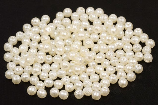 Round Pressed Beads 4 mm, Chalk White Etched 70414 (3000-ETCH-70414-), Bohemia Crystal Glass, Czechia 11119001