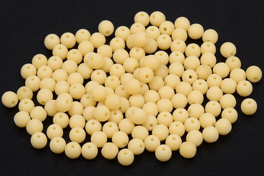 Round Pressed Beads 4 mm, Beige Matte (13020-84110), Bohemia Crystal Glass, Czechia 11119001