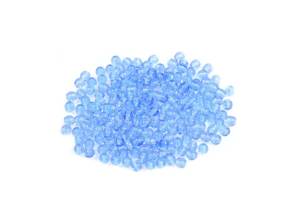 Round Pressed Beads Transparent Blue Glass Czech Republic